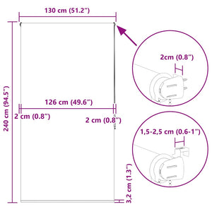 Duschrollo 130x240 cm, 126 cm Stoffbreite