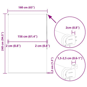vidaXL Store de douche 160x240 cm Largeur tissu 156 cm