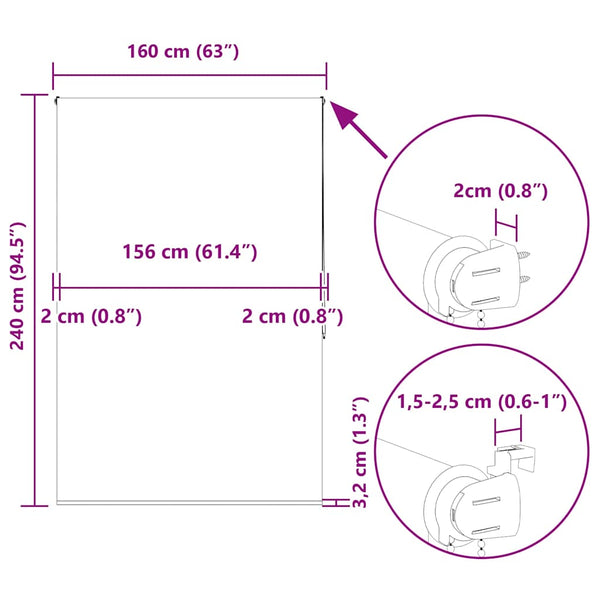 vidaXL Store de douche 160x240 cm Largeur tissu 156 cm