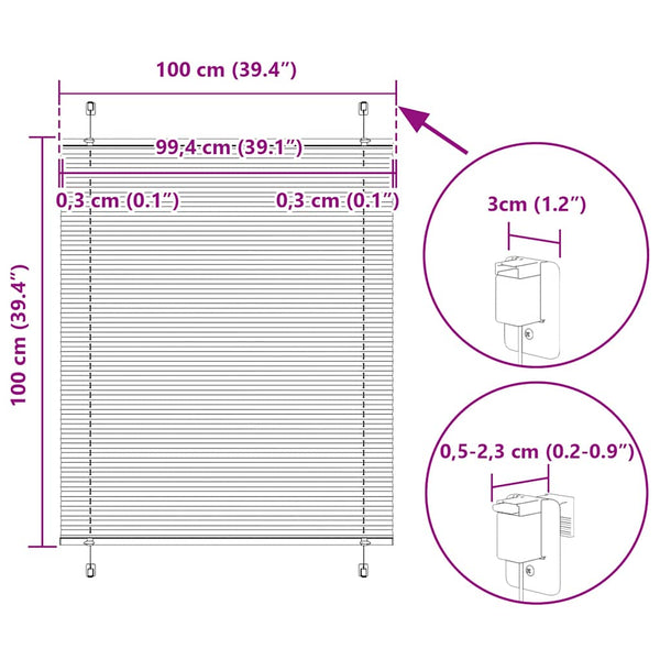 Hellgraues Plissee 100x100 cm