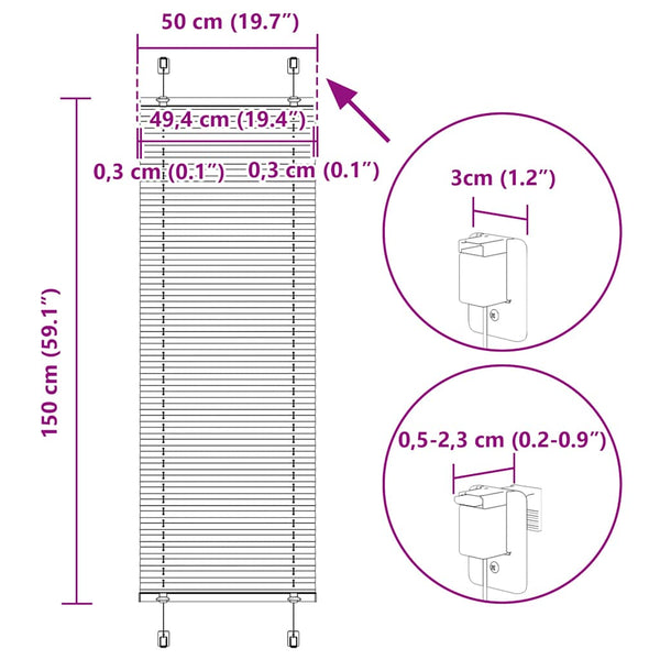 Hellgraues Plissee 50x150 cm