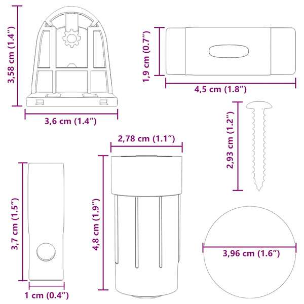 Rollo Beschläge 18mm - 18-teilig