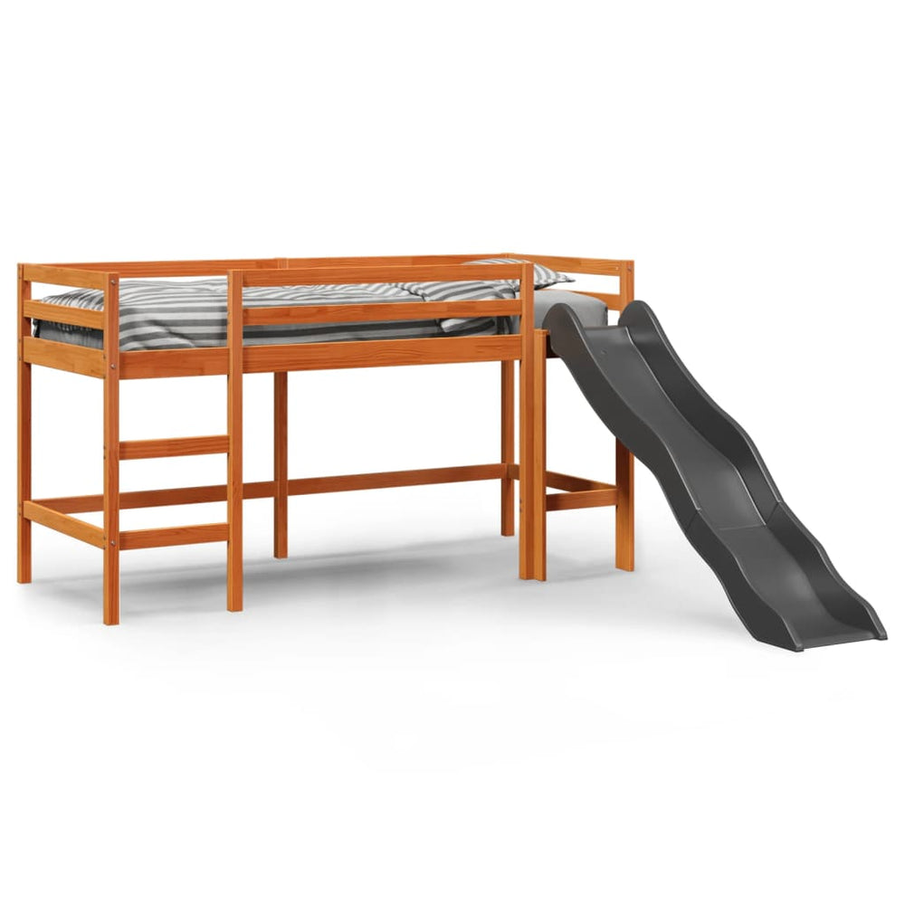 Kinderhochbett Braun 80x200 cm Kiefer Massivholz