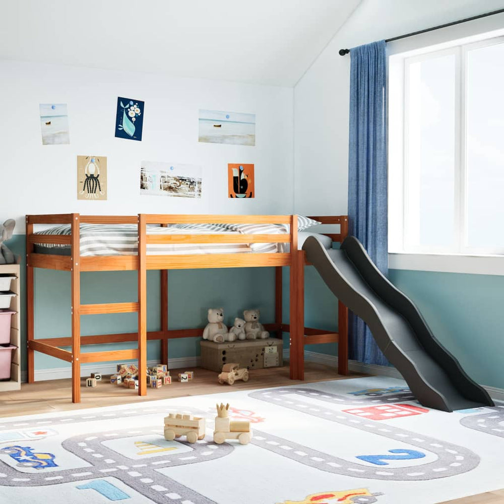 Kinderhochbett Braun 80x200 cm Kiefer Massivholz