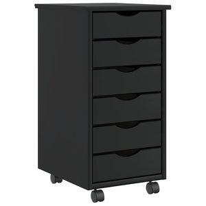 Rollschrank Kiefer Schwarz mit Schubladen