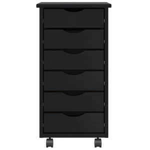 Rollschrank Kiefer Schwarz mit Schubladen