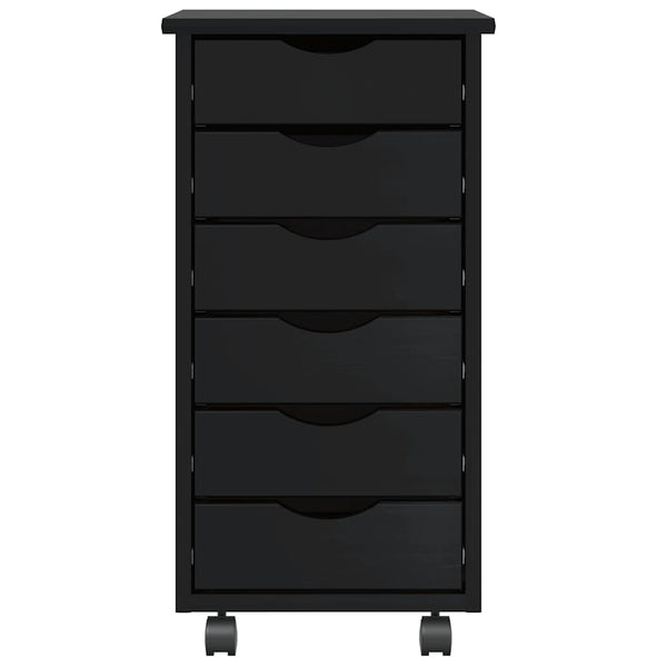 Rollschrank Kiefer Schwarz mit Schubladen