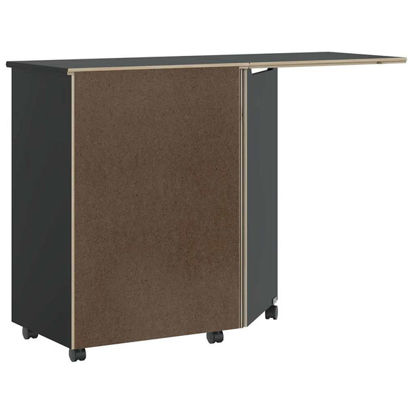 Rollschrank mit Schreibtisch Kiefer Schwarz