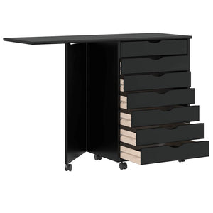 Rollschrank mit Schreibtisch Kiefer Schwarz