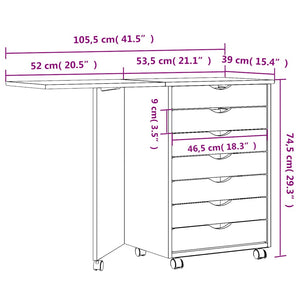 Rollschrank mit Schreibtisch Kiefer Schwarz