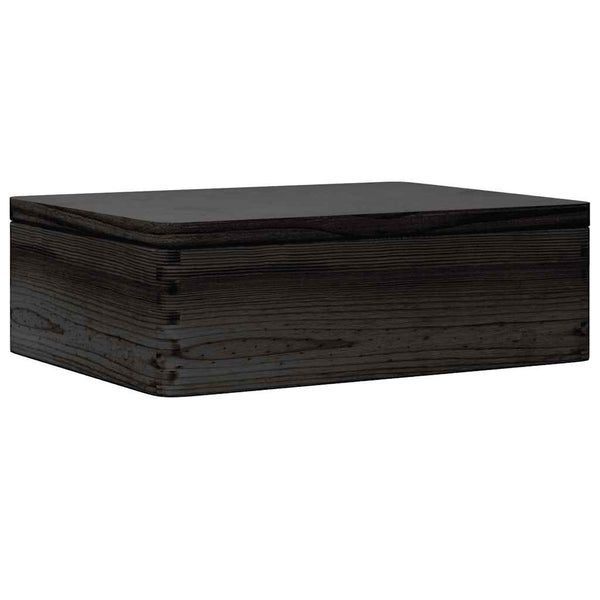 Schwarze Holzkiste mit Deckel 40x30x13 cm