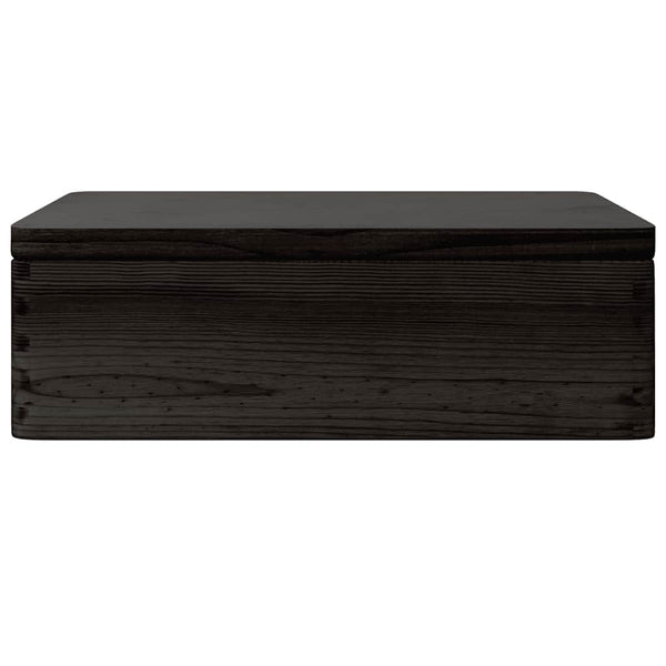 Schwarze Holzkiste mit Deckel 40x30x13 cm
