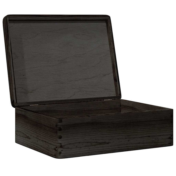 Schwarze Holzkiste mit Deckel 40x30x13 cm