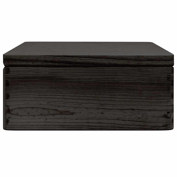 Schwarze Holzkiste mit Deckel 40x30x13 cm