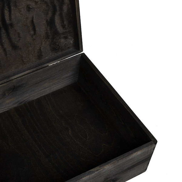 Schwarze Holzkiste mit Deckel 40x30x13 cm