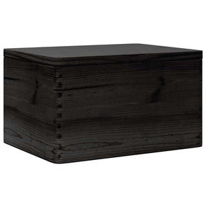 Schwarze Holzkiste mit Deckel 40x30x23cm