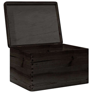 Schwarze Holzkiste mit Deckel 40x30x23cm