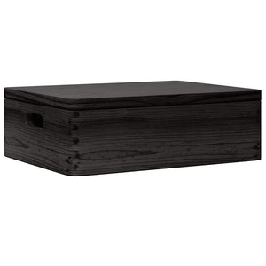 Schwarze Holzkiste mit Deckel 40x30x13 cm