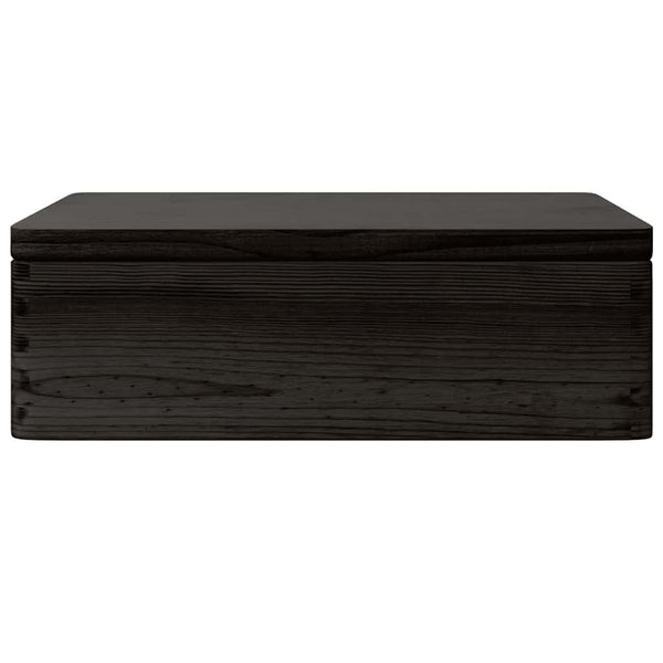Schwarze Holzkiste mit Deckel 40x30x13 cm