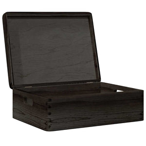 Schwarze Holzkiste mit Deckel 40x30x13 cm
