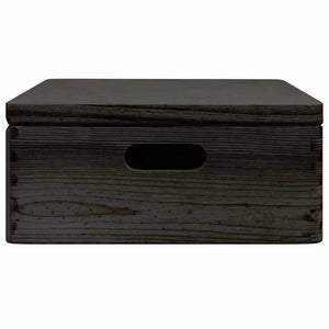 Schwarze Holzkiste mit Deckel 40x30x13 cm