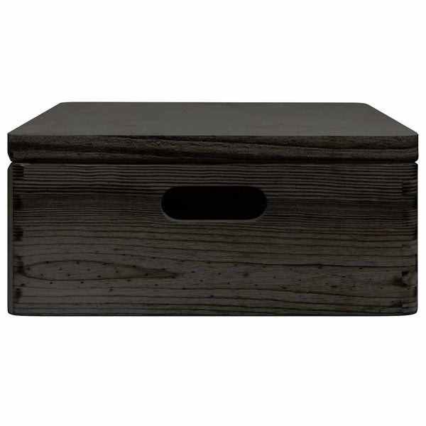 Schwarze Holzkiste mit Deckel 40x30x13 cm