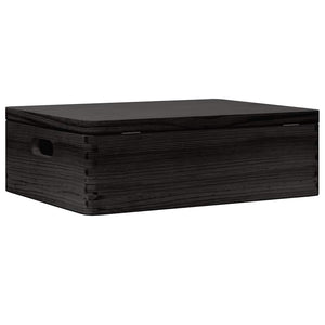 Schwarze Holzkiste mit Deckel 40x30x13 cm