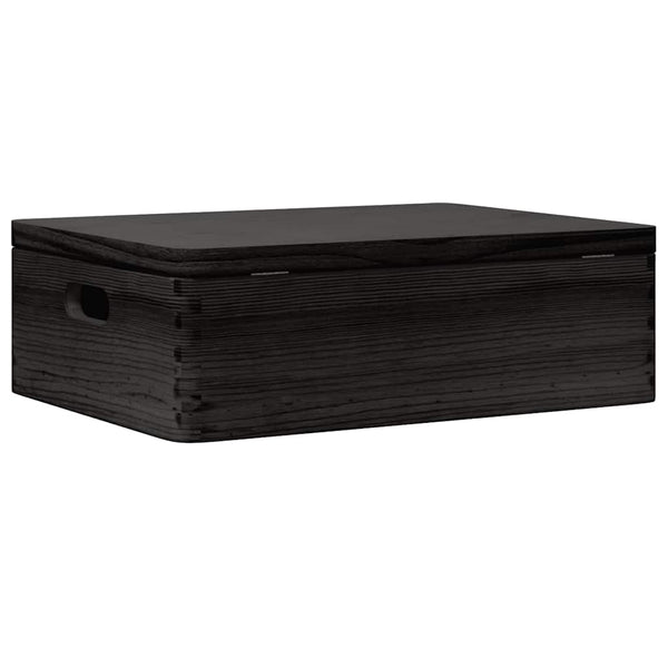 Schwarze Holzkiste mit Deckel 40x30x13 cm
