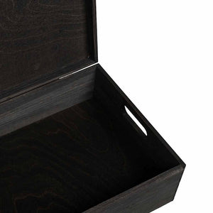 Schwarze Holzkiste mit Deckel 40x30x13 cm