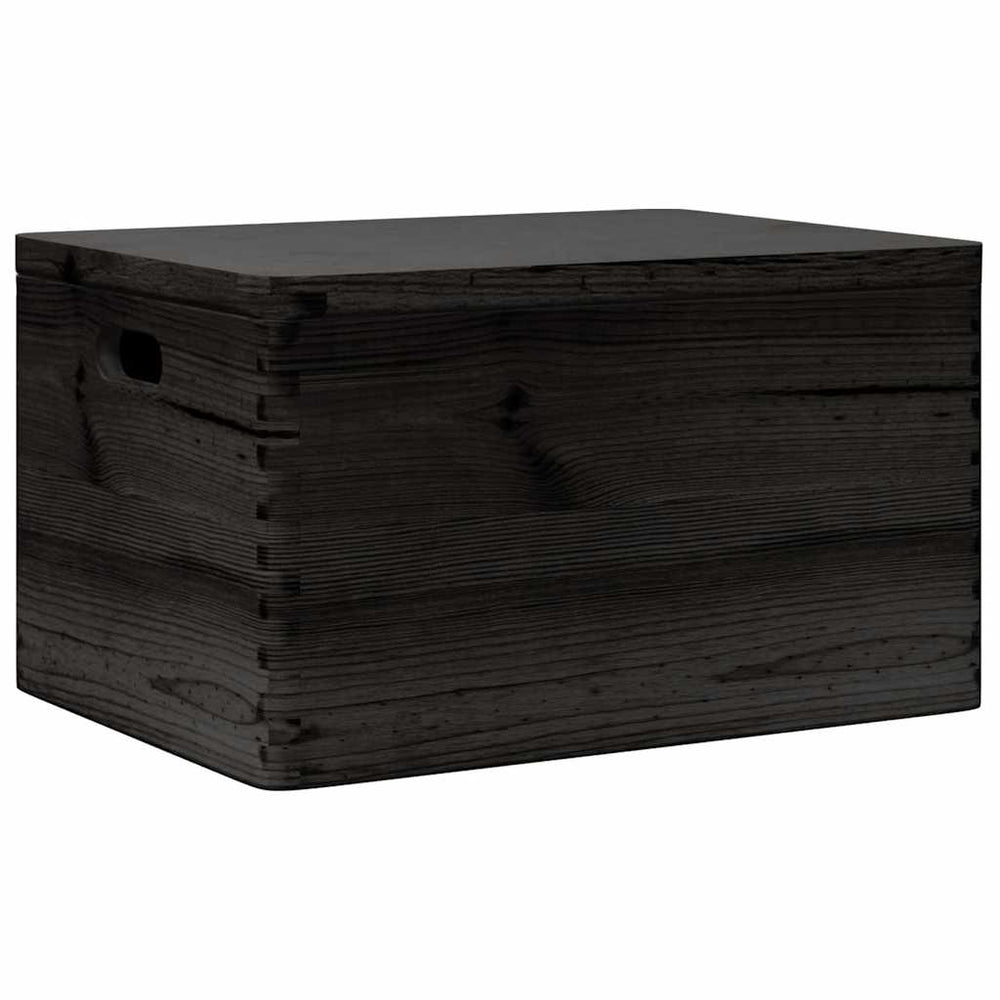 vidaXL Caisse en bois avec couvercle et poignées Noir 40x30x23 cm Bois massif