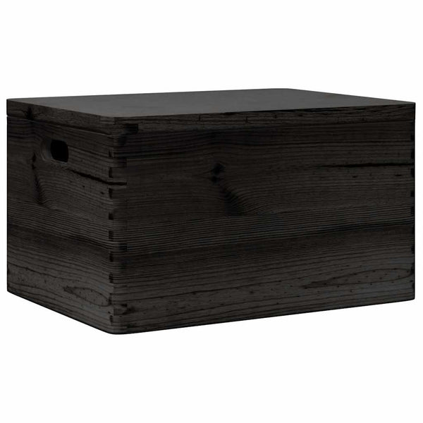 Schwarze Holzkiste mit Deckel 40x30x23cm