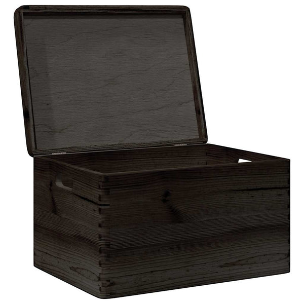 Schwarze Holzkiste mit Deckel 40x30x23cm