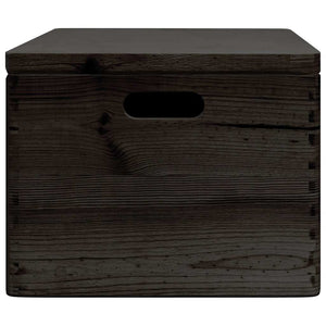 Schwarze Holzkiste mit Deckel 40x30x23cm