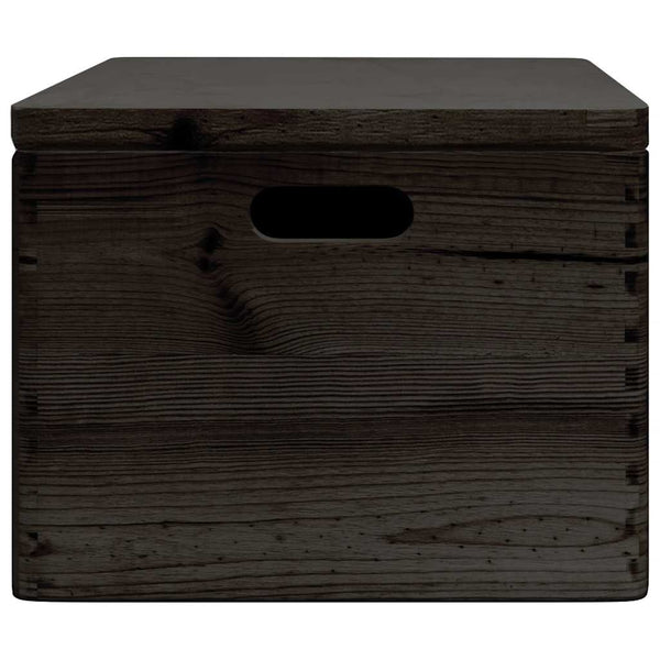 Schwarze Holzkiste mit Deckel 40x30x23cm
