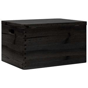 Schwarze Holzkiste mit Deckel 40x30x23cm