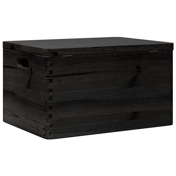 Schwarze Holzkiste mit Deckel 40x30x23cm