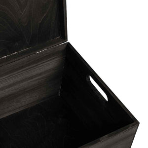 Schwarze Holzkiste mit Deckel 40x30x23cm