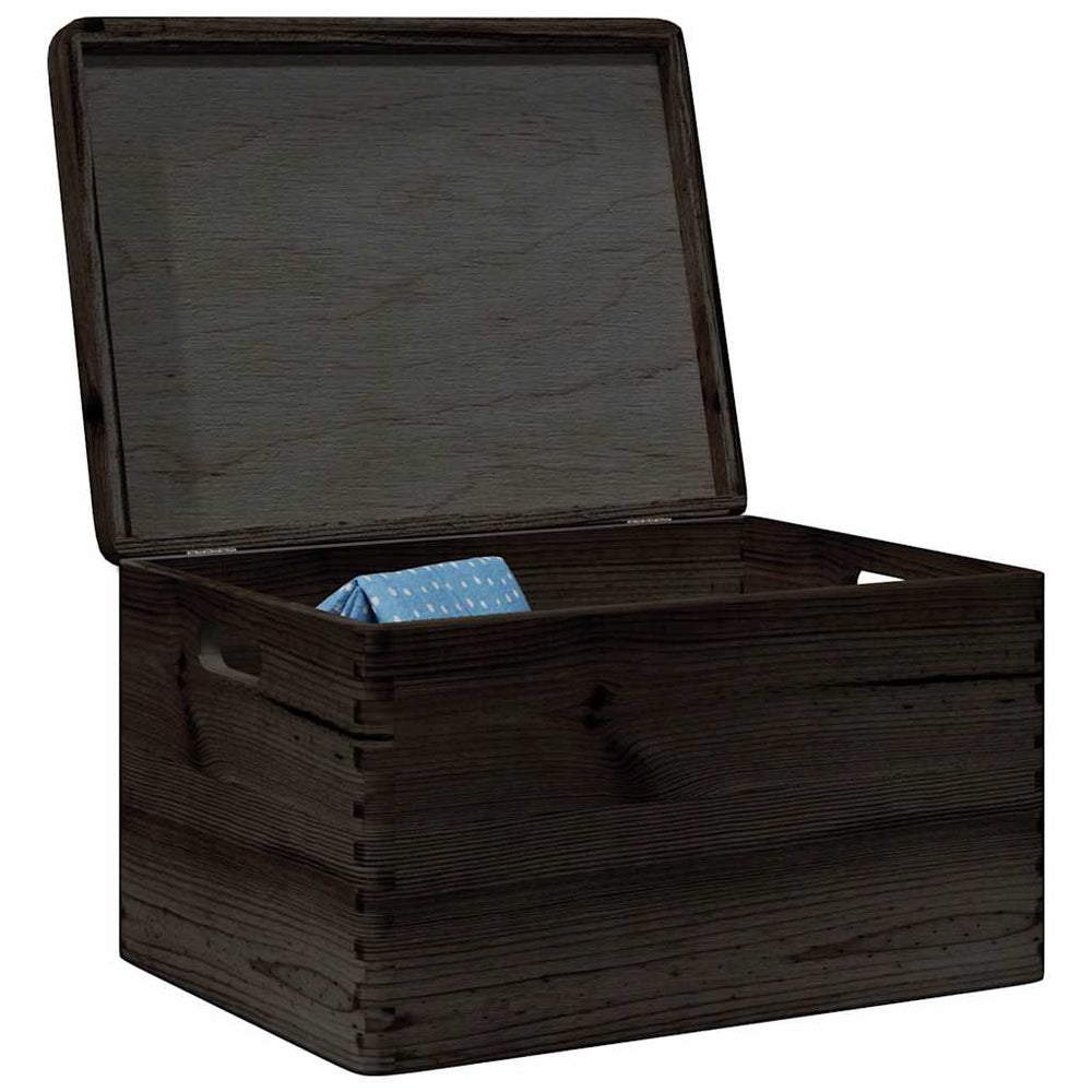 vidaXL Caisse en bois avec couvercle et poignées Noir 40x30x23 cm Bois massif