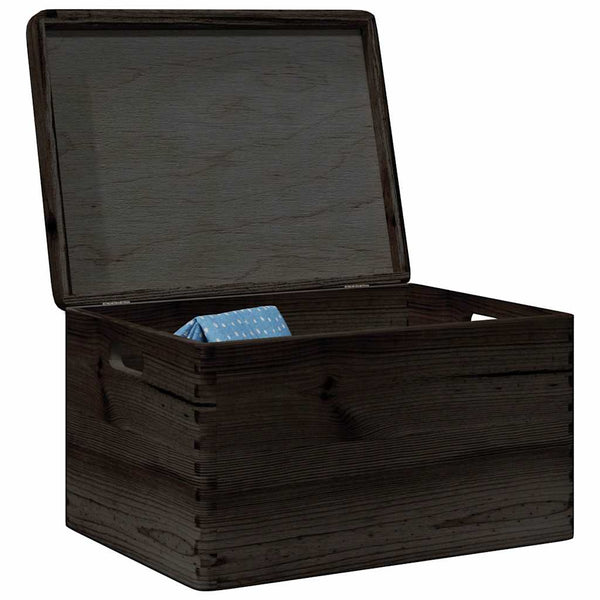 Schwarze Holzkiste mit Deckel 40x30x23cm