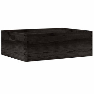 Schwarze Holzkiste mit Griffen 40x30x13cm
