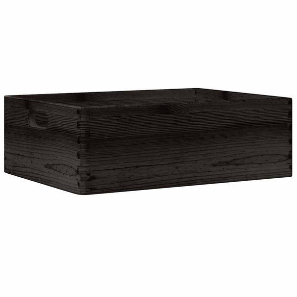 Schwarze Holzkiste mit Griffen 40x30x13cm