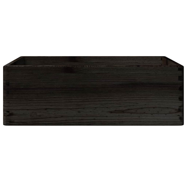 Schwarze Holzkiste mit Griffen 40x30x13cm