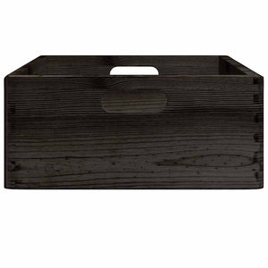 Schwarze Holzkiste mit Griffen 40x30x13cm