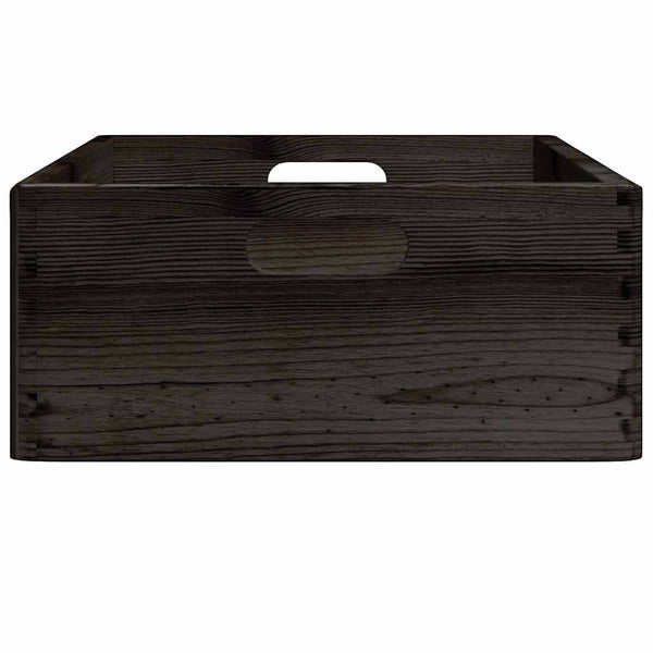 Schwarze Holzkiste mit Griffen 40x30x13cm