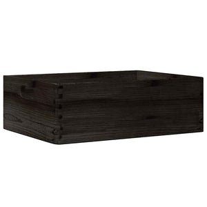Schwarze Holzkiste mit Griffen 40x30x13cm