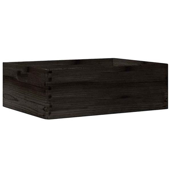 Schwarze Holzkiste mit Griffen 40x30x13cm