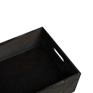 Schwarze Holzkiste mit Griffen 40x30x13cm