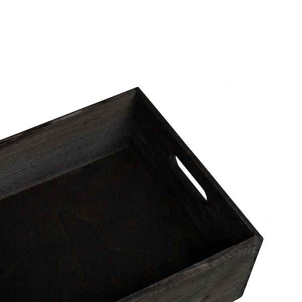 Schwarze Holzkiste mit Griffen 40x30x13cm