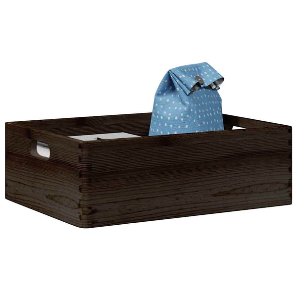 Schwarze Holzkiste mit Griffen 40x30x13cm