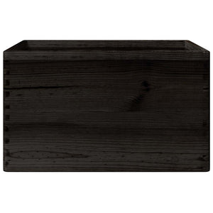 Schwarze Holzkiste mit Griffen 40x30x23cm